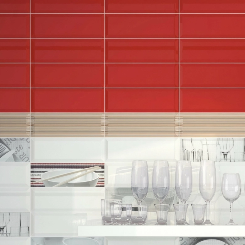 Carrelage mur Métro Colors rojo 10x30 cm biseauté
