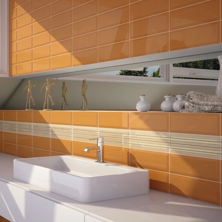 Carrelage mur Métro Colors naranja 10x30 cm biseauté