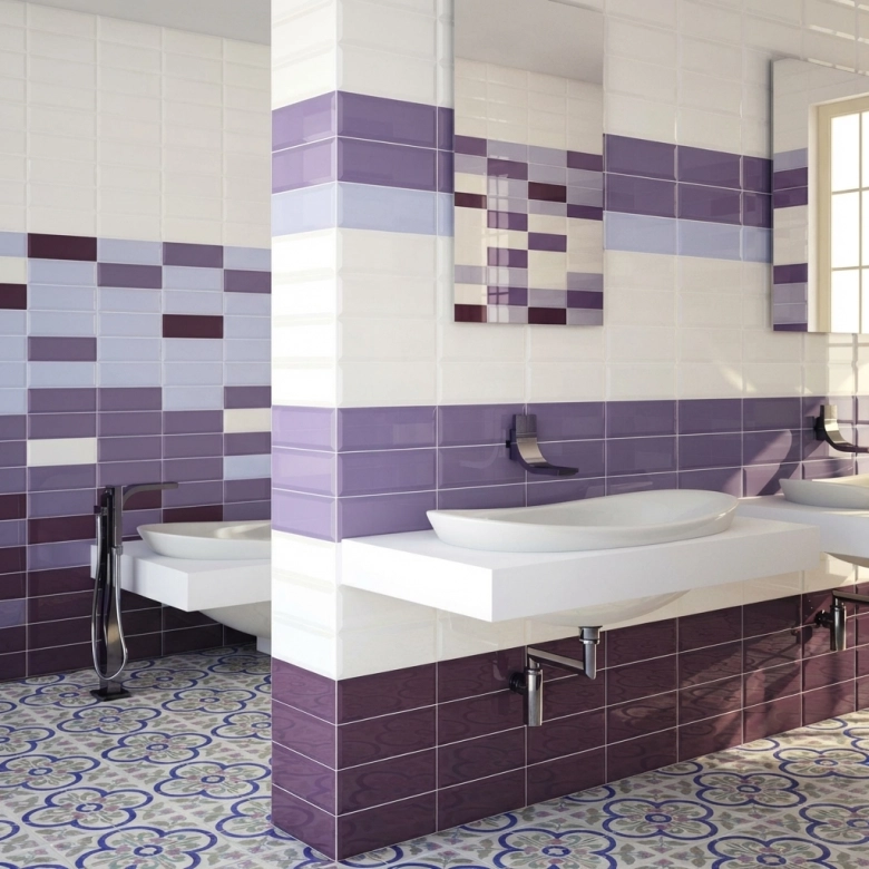 Carrelage mur Métro Colors viola 10x30 cm biseauté