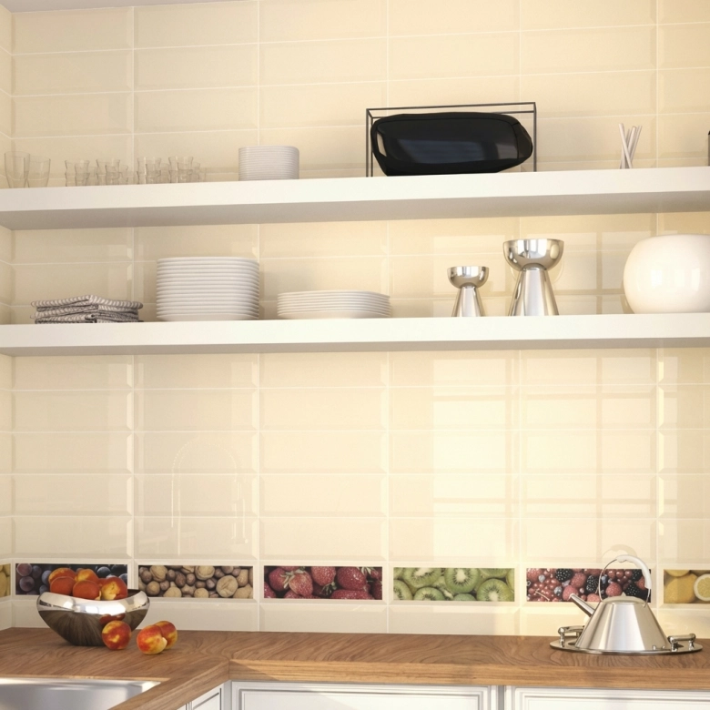 Carrelage mur Métro Colors crema 10x30 cm biseauté