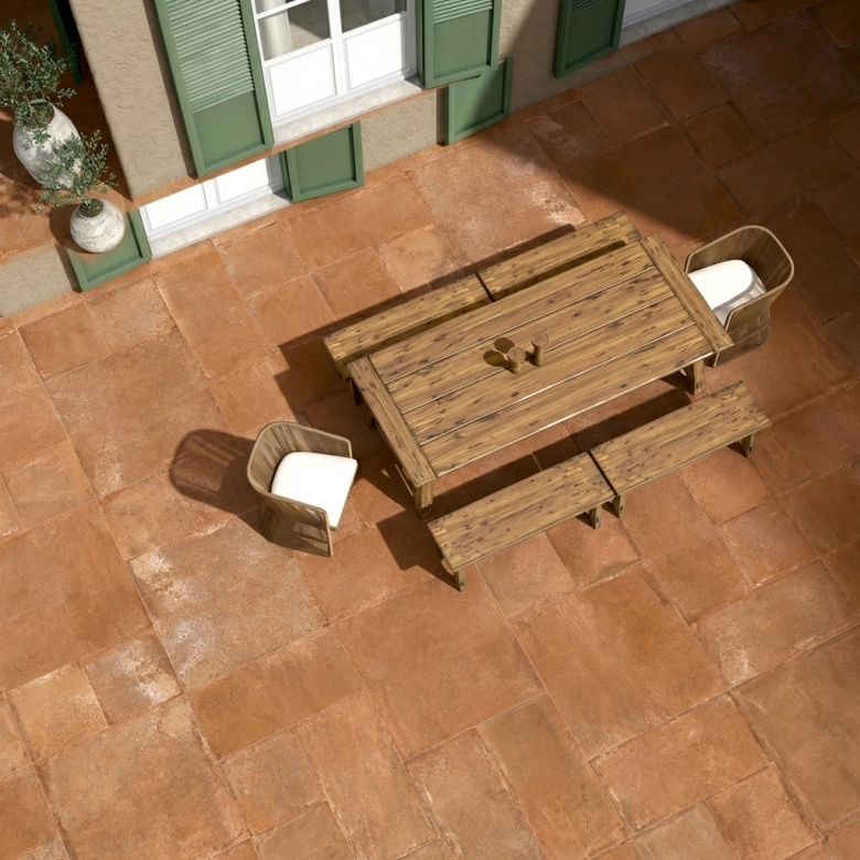 Carrelage sol extérieur Teguise terracotta R11 120x120 cm
