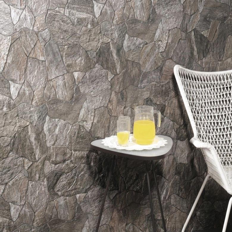 Carrelage effet parement Galets grège 44x66 cm