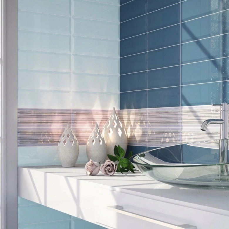 Carrelage mur Métro Colors piscina 10x30 cm biseauté