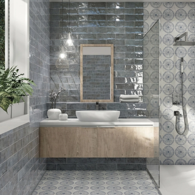 Carrelage mur Antica bleu 10x30 cm