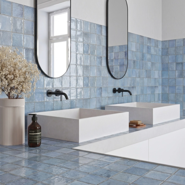 Carrelage mur effet zellige Abanilla bleu 32x62,5 cm