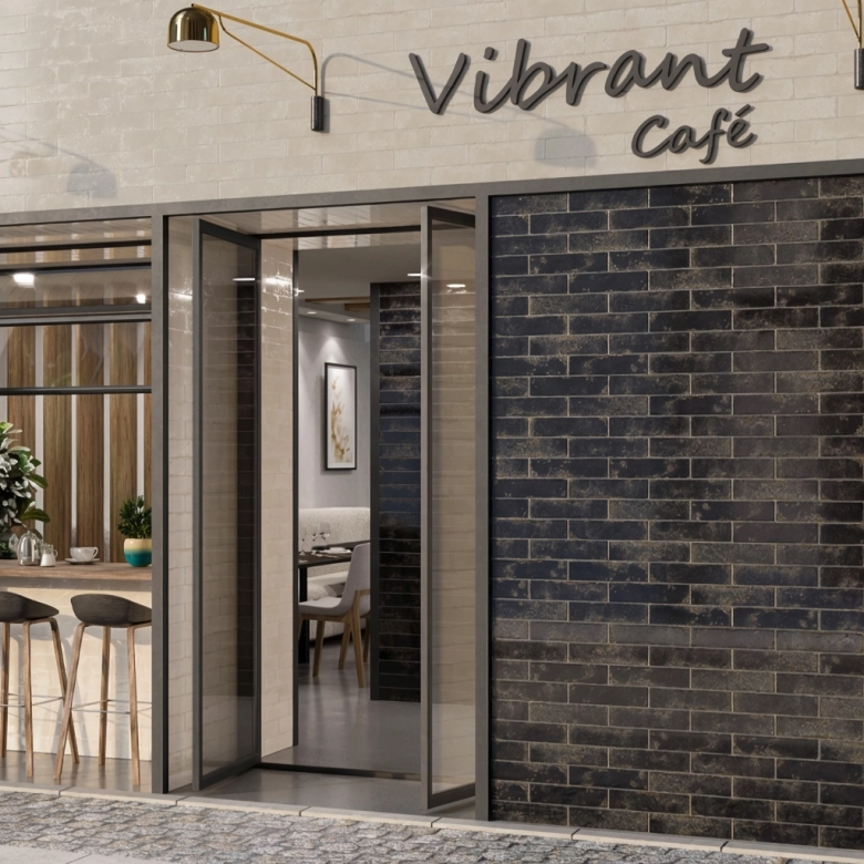 Carrelage mur Brique noir 7x28 cm