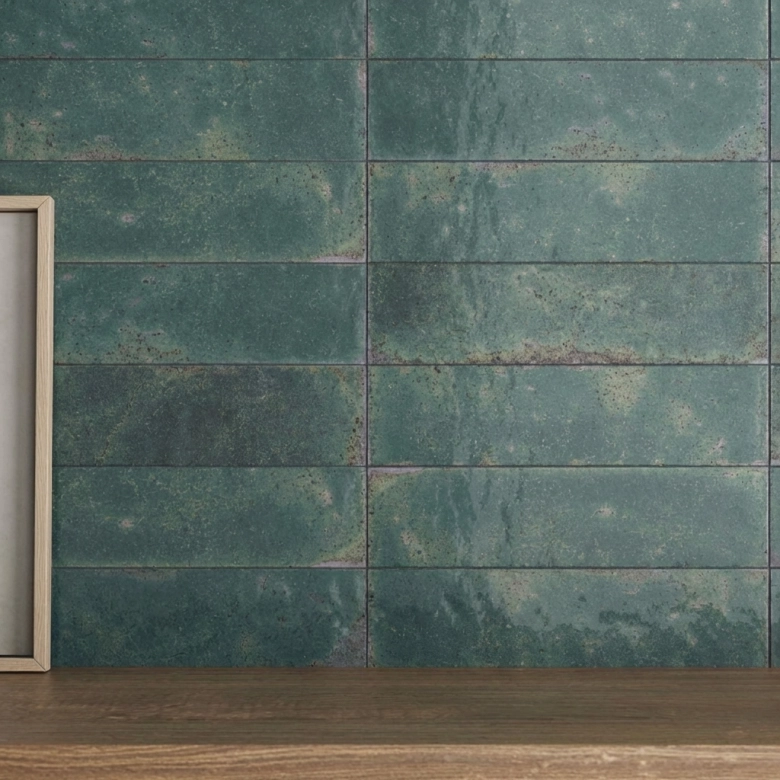 Carrelage mur Brique vert 7x28 cm