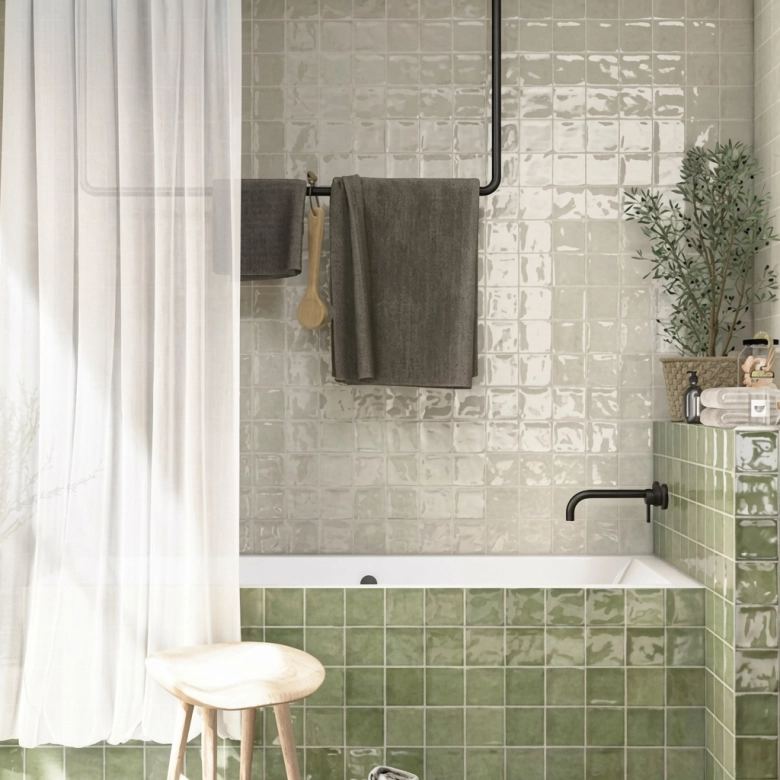 Carrelage mur effet zellige chaouen forest 10x10 cm