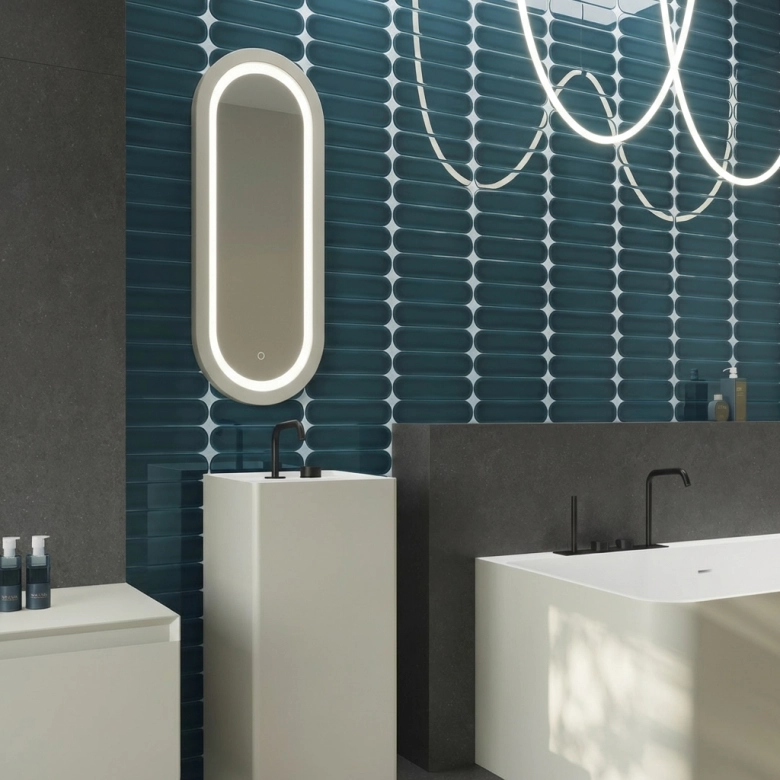 Carrelage mur effet zellige Agdal bleu de cobalt 7,5x30 cm