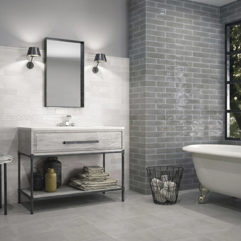 Carrelage mur effet zellige Scénario gris 7,5x30 cm