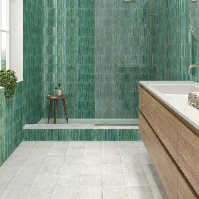 Carrelage mur effet zellige Tanger vert émeraude 15x30 cm