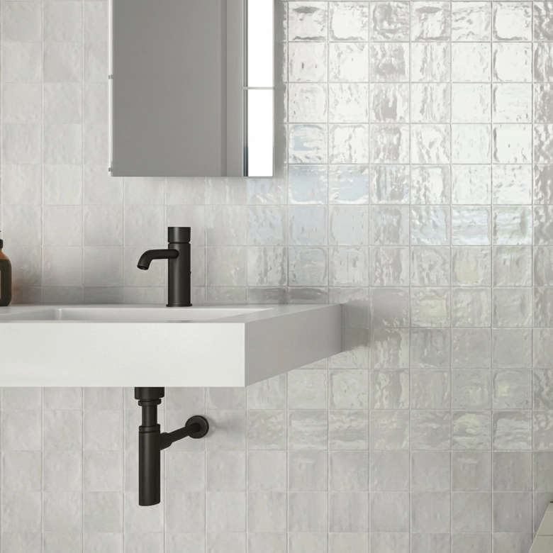 Carrelage mur effet zellige tortuga white 10x10 cm