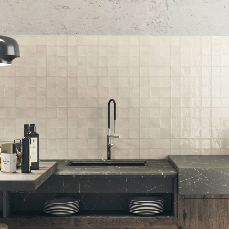 Carrelage mur effet zellige tortuga ivory 10x10 cm