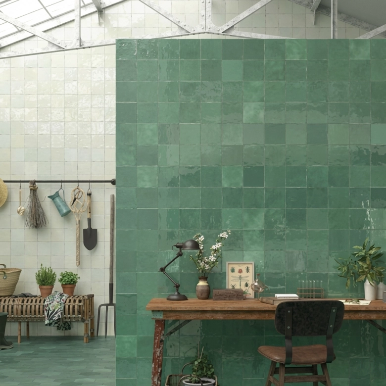 Carrelage mur effet zellige Nomade aqua 13x13 cm