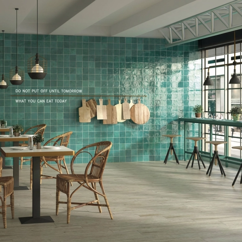 Carrelage mur effet zellige Nomade vert 13x13 cm