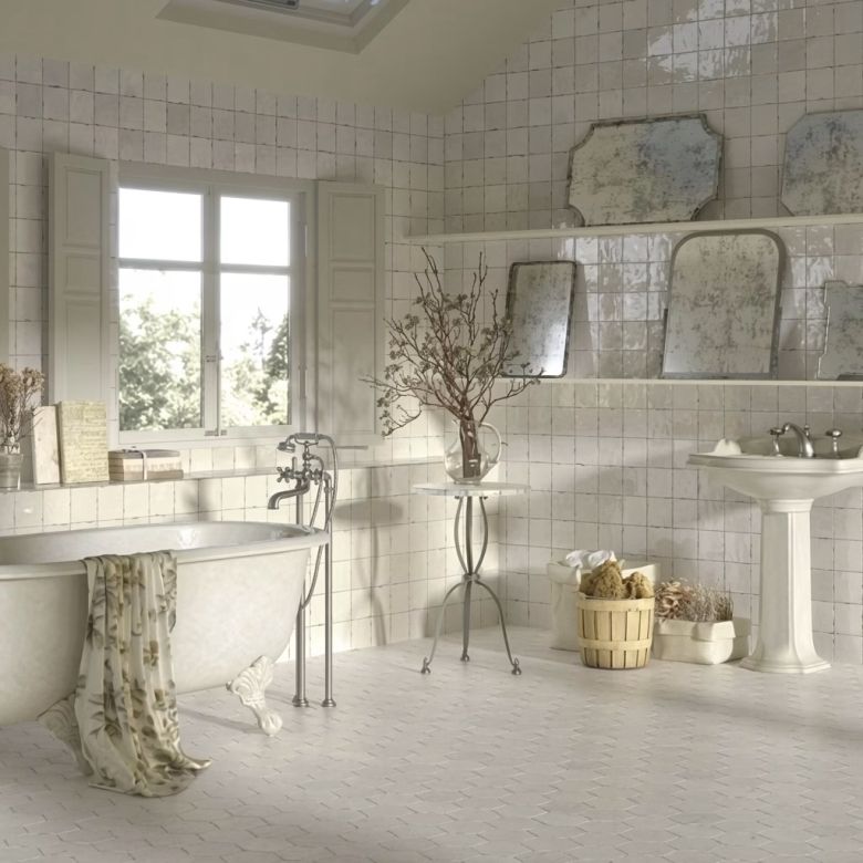 Carrelage sol et mur effet zellige Nomade pearl 13,9 CM HEX.