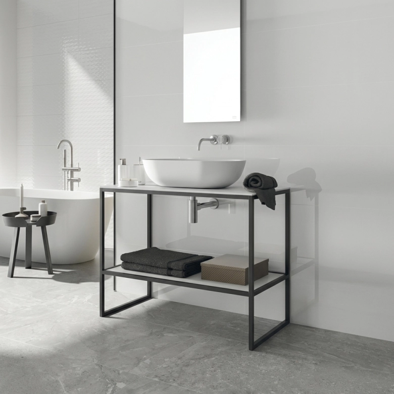 Carrelage mur Polar white brillant 30x90 cm