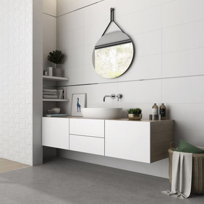 Carrelage mur Laponie Blanc mat rectifié 40x120 cm