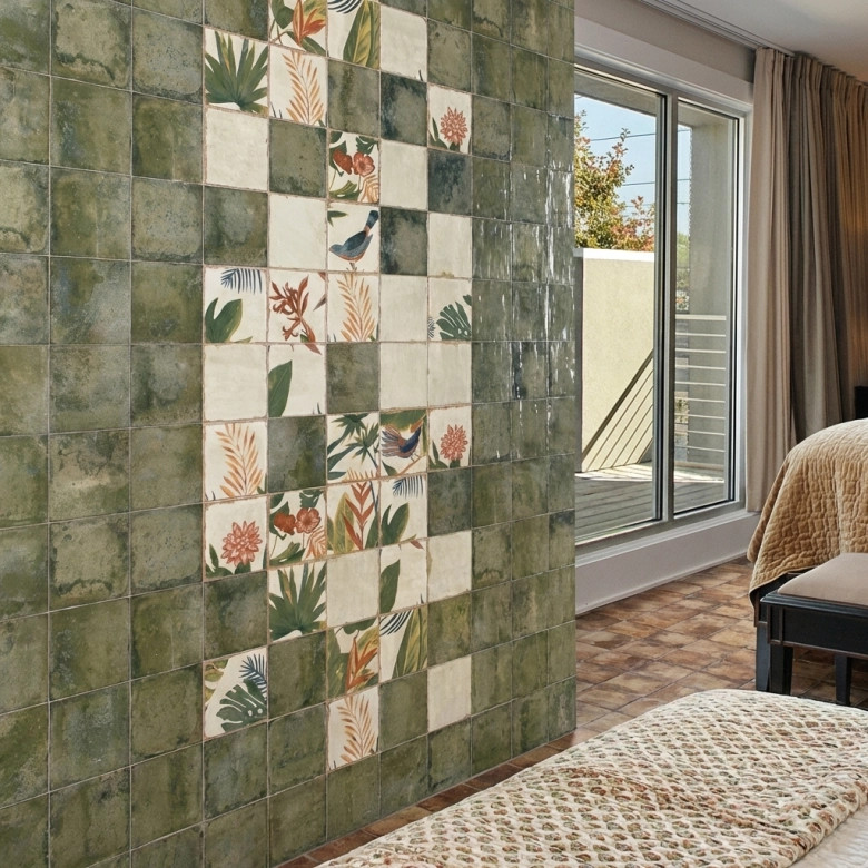 Carrelage sol et mur Belleville fresque décor sonata 20x20 cm