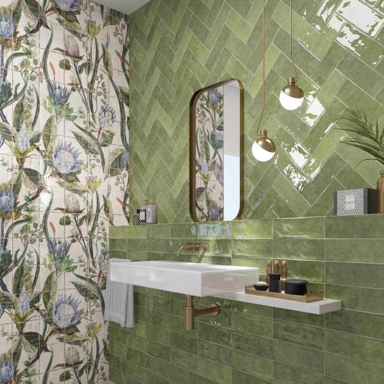 Carrelage mur Antica décor Iris 20x20 cm