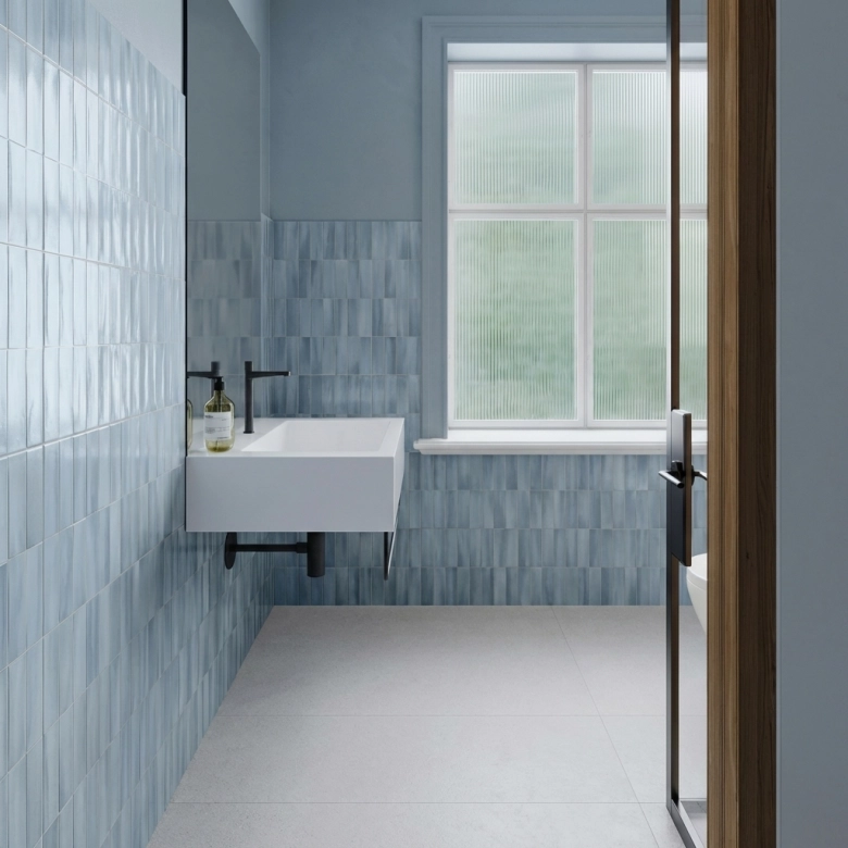 Carrelage mur effet zellige Lime bleu 32x62,5 cm