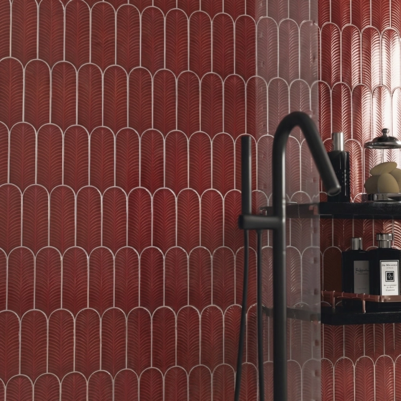 Carrelage mur effet Fleur Strelitzia rouge 8x21,5 cm