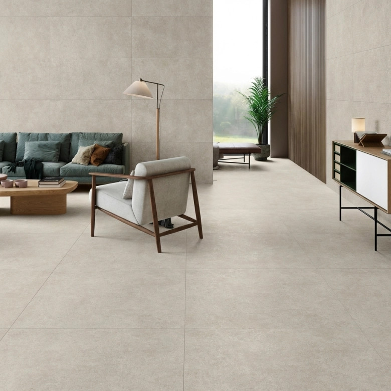 Carrelage sol effet pierre Milos grège 60x120 cm
