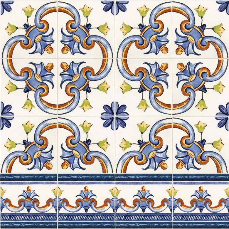 Azulejos Galan Flor Azul 20x20 cm