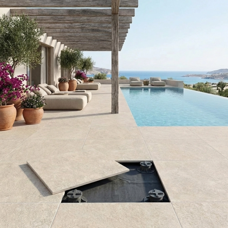 Dalle extérieur Nacre beige 2.0 R11 60x60 cm