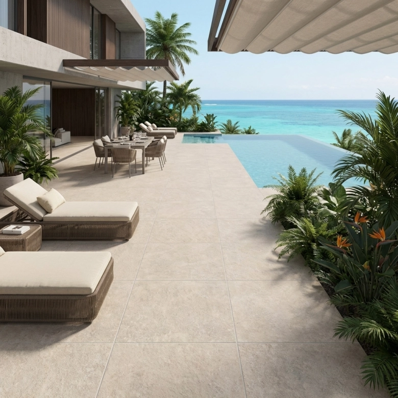 Dalle extérieur Nacre beige 2.0 R11 60x60 cm