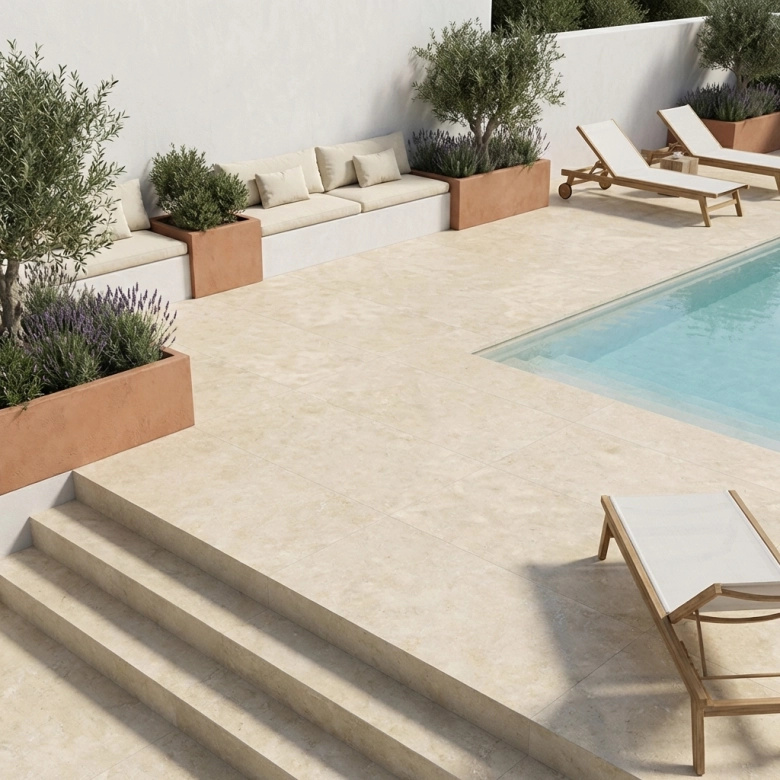 Dalle extérieur effet pierre Pomezia 2.0 beige R11 60x60 cm