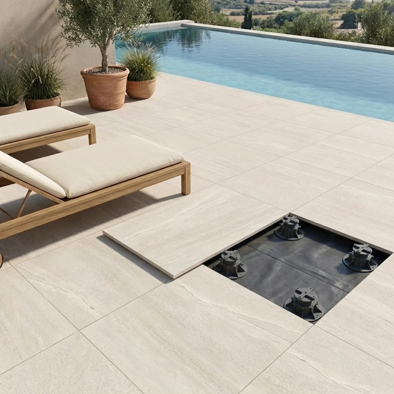 Dalle extérieur Tikal 2.0 Blanc grisé R11 60x60 cm