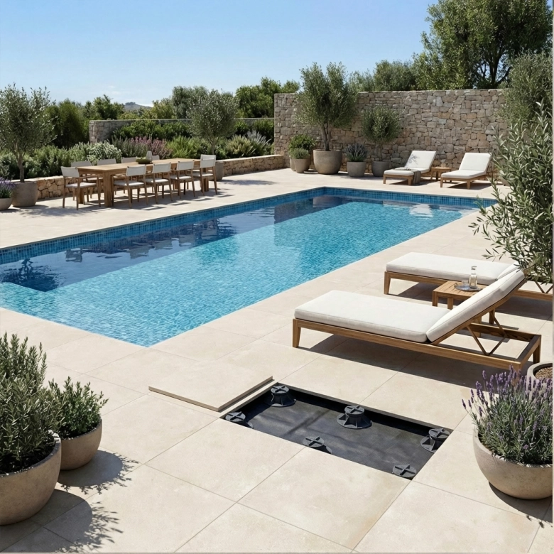 Dalle extérieur Alpilles 2.0 grège R11 60x60 cm