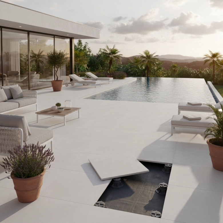 Dalle extérieur Link 2.0 Blanc grisé R11 60x60 cm