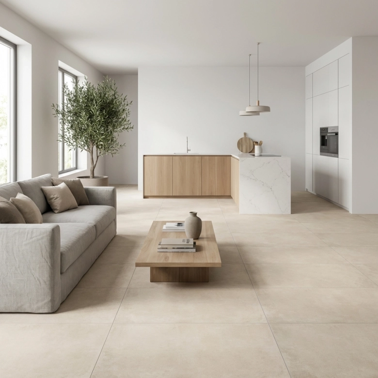 Carrelage sol effet béton Boston crema 100x100 cm