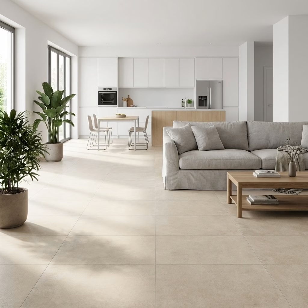 Carrelage sol effet béton Boston crema 100x100 cm - Réflex Boutique