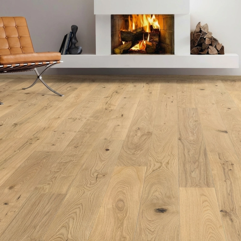 Parquet contrecollé Cologne chêne invisible universel brossé huilé planche large 18*220 cm