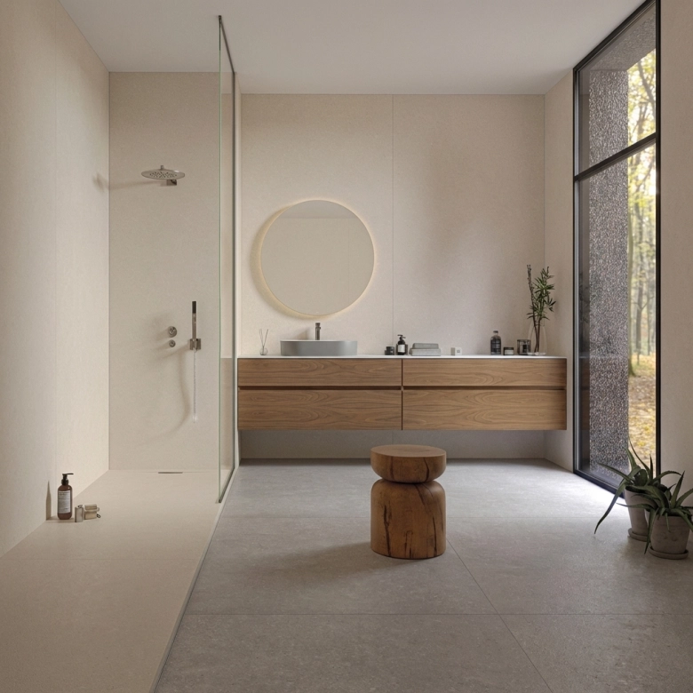 Dalles PVC mur 4mm à coller Tiles Pierre beige 60x120 cm