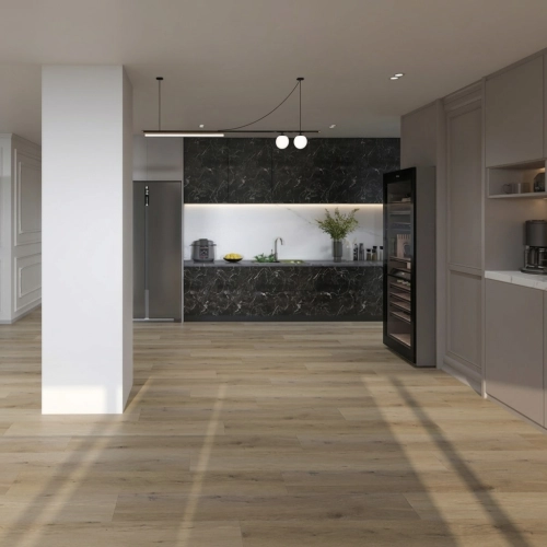 Lames PVC 5.5mm à clipser Pin beige 22,8x154 cm