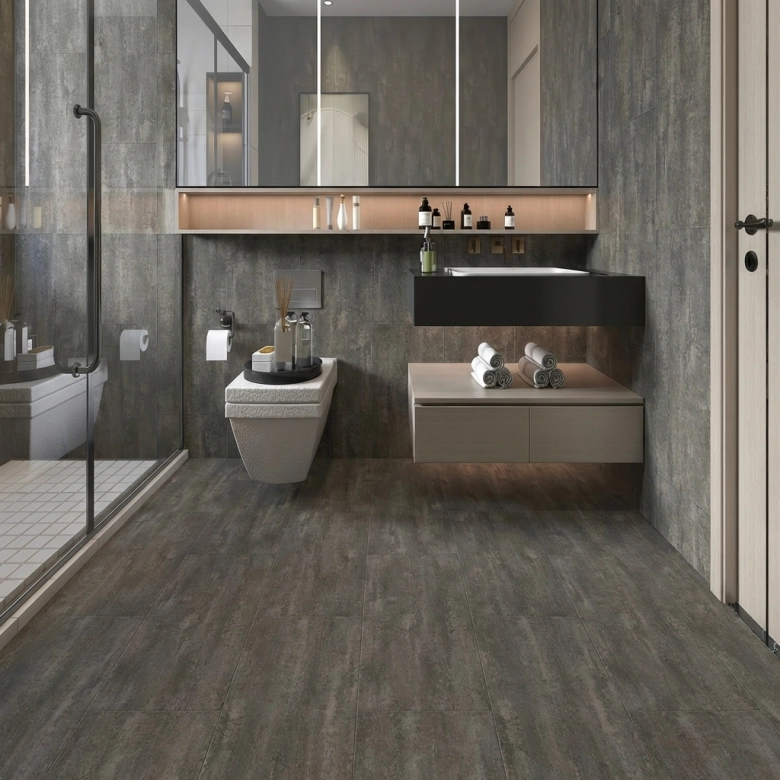 Dalles PVC 5.5mm à clipser Marbre noir 46x92 cm