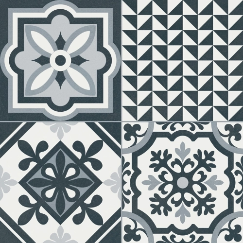 Carrelage sol effet carreaux de ciment Tradition black 33,15*33,15 cm