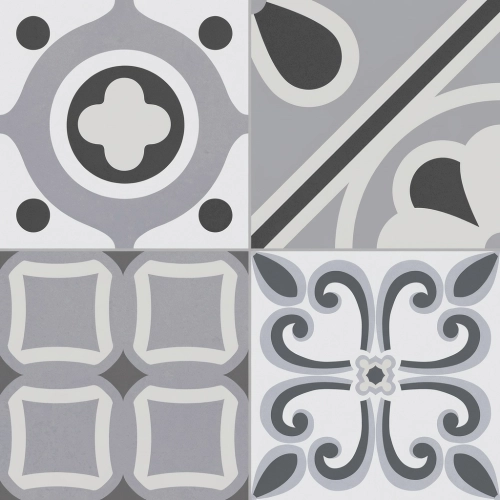 Carrelage sol effet carreaux de ciment Manzanillo black 33,15*33,15 cm