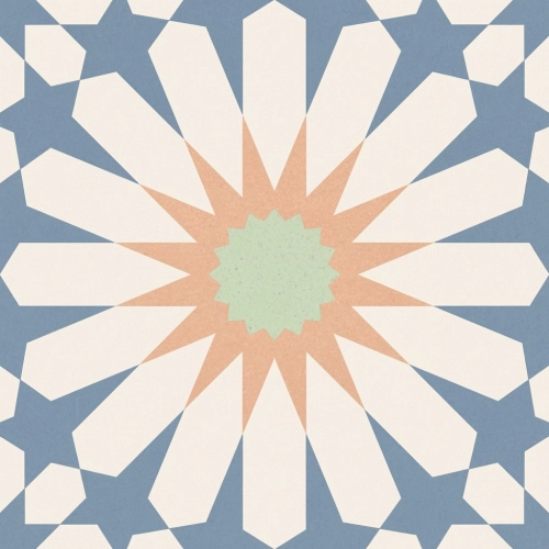 Carrelage sol effet carreaux de ciment Taco Vintage soleil bleu 16,5x16,5 cm