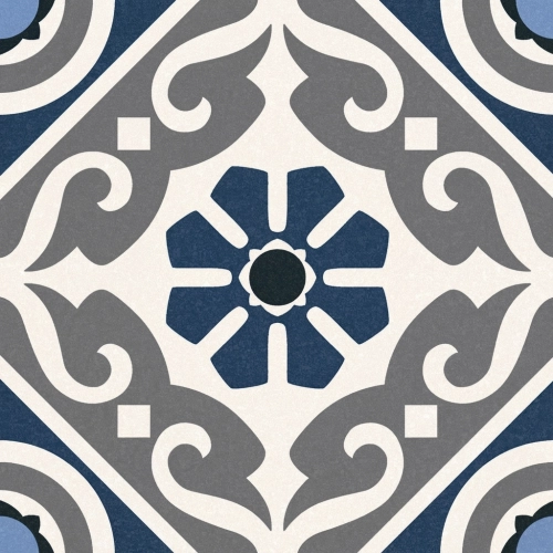 Carrelage sol effet carreaux de ciment Taco Vintage musa blue 16,5x16,5 cm