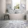 Carrelage sol effet carreaux de ciment Water Azur 44x44 cm