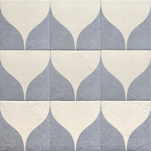 Carrelage sol effet carreaux de ciment Dalí décor bleu goutte 20x20 cm