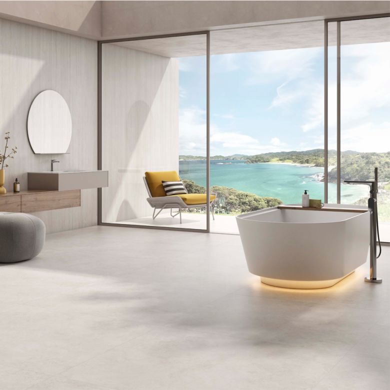 Carrelage sol effet Travertin Lara blanc60x120 cm