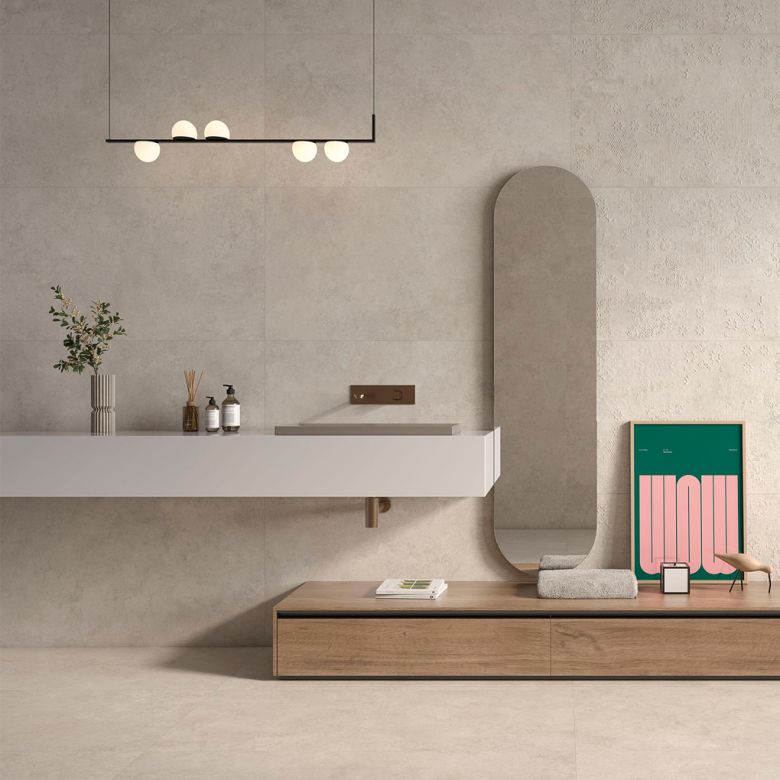 Carrelage sol effet Travertin Lara beige 100x100 cm