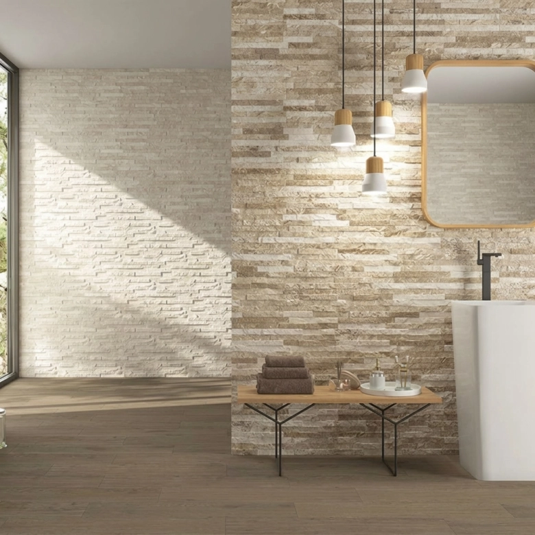 Carrelage effet parement Minerai mix 25x60 cm