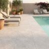 Carrelage sol extérieur effet Travertin Lara blanc grisé R11 60120 cm